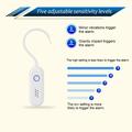 130dB Portable Door and Window Alarm with Flashing Light - White
