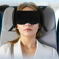 2-in-1 Adjustable Travel Neck Pillow with Sleep Mask - Black