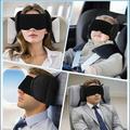 2-in-1 Adjustable Travel Neck Pillow with Sleep Mask - Black