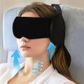 2-in-1 Adjustable Travel Neck Pillow with Sleep Mask - Black