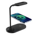 2-in-1 LED Desk Lamp with 15W Fast Wireless Charger - Black