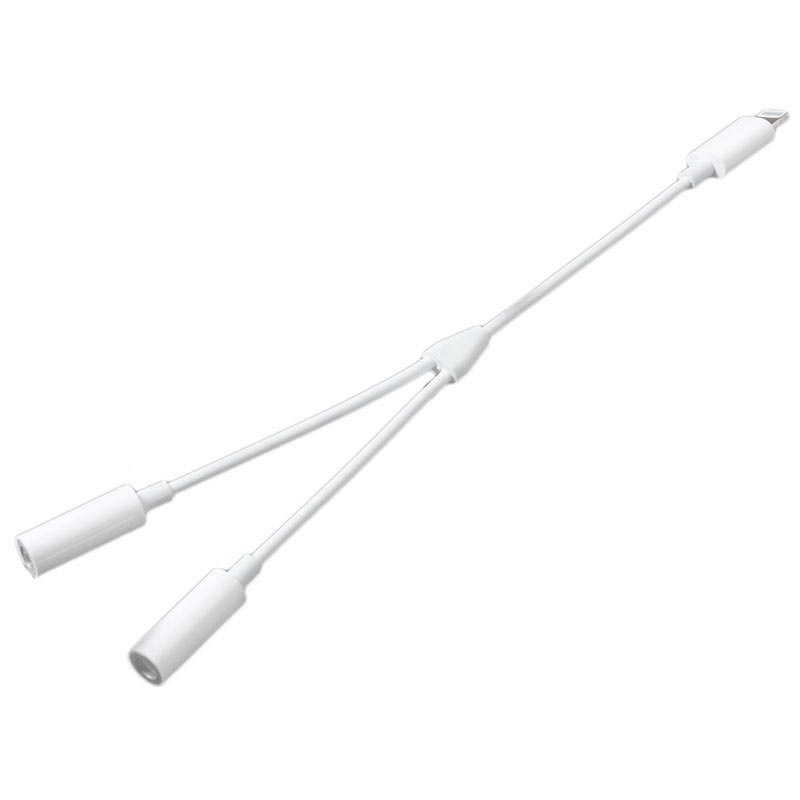 2 in 1 Lightning / 3.5mm Headphone Jack Adapter MH027 - White