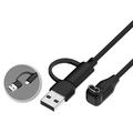 2-in-1 USB-C/USB-A Braided Angled Charging Cable for Garmin Smartwatches - 1m