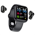 2-in-1 Waterproof Smart Watch & TWS Earphones X5 (Bulk) - Black