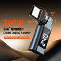 240W USB-C Male to USB-C Female Rotating Adapter with LED Display