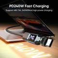 240W USB-C Male to USB-C Female Rotating Adapter with LED Display