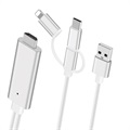 3-in-1 HDMI Cable - Lightning, Type-C, MicroUSB