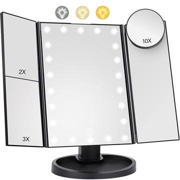 3-Side Foldable Makeup Mirror with 22 LED Lights
