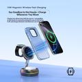 3-in-1 Magnetic Wireless Charging Station with RGB Light - 15W - Gunmetal