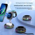 3-in-1 Magnetic Wireless Charging Station with RGB Light - 15W - Gunmetal