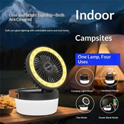 3-in-1 Solar Camping Fan Light with 3000mAh Power Bank - Black