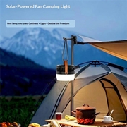 3-in-1 Solar Camping Fan Light with 3000mAh Power Bank - Black