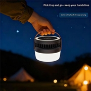 3-in-1 Solar Camping Fan Light with 3000mAh Power Bank - Black