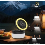 3-in-1 Solar Camping Fan Light with 3000mAh Power Bank - Black