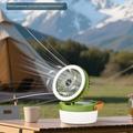 3-in-1 Solar Camping Fan Light with 3000mAh Power Bank - Army Green