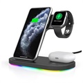 3-in-1 Wireless Charging Stand for Apple iPhone, iWatch, and Airpods - Black