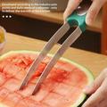 304 Stainless Steel Watermelon Cutter with Ergonomic Handle - Green