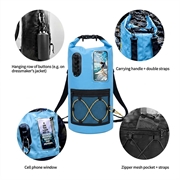 30L Waterproof Backpack with Clear Touch Pocket for Phone - Blue