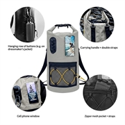 30L Waterproof Backpack with Clear Touch Pocket for Phone - Grey