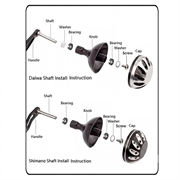 38mm Aluminum Alloy Fishing Reel Power Knob for DAIWA, SHIMANO - Black / Silver
