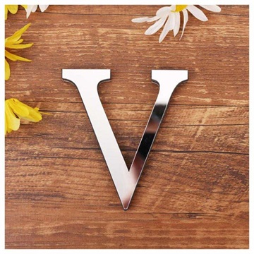 3D Acrylic Mirror DIY Alphabet Wall Sticker - V