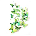 3D Decorative DIY Butterflies Wall Sticker Set - Green
