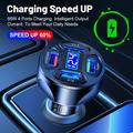 4-Port USB Car Charger with Digital Voltage Display - Black