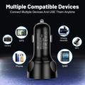 4-Port USB Car Charger with Digital Voltage Display - Black