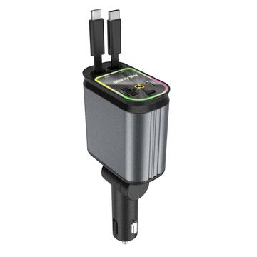 4-in-1 Car Charger & Starry-Sky Projector with USB-C and Lightning Cables