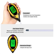4-in-1 pH and Moisture Meter with LCD Display