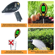 4-in-1 pH and Moisture Meter with LCD Display