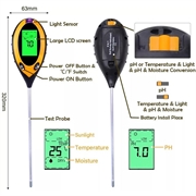 4-in-1 pH and Moisture Meter with LCD Display