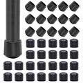 16mm Round Floor Protector Pads PVC Furniture Leg Covers Non-Slip Chair Leg End Cap Cover Reduce Noise Table Feet Cap - 40Pcs. - Black