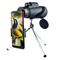 10x HD Lens Portable Monocular with Tripod Stand - Black