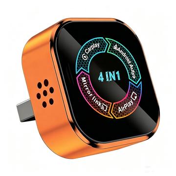 4223M 4-in-1 Wireless CarPlay / Android Auto Adapter - AirPlay/Miracast - Orange