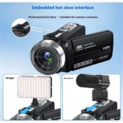 4K Ultra HD Digital Camcorder with Remote Control - 80MP, 18X Digital Zoom - Black
