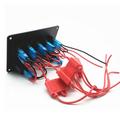 5-Gang Switch Panel with Voltmeter, USB Charger and Cigarette Lighter Socket for RV, Marine and Boat - Blue