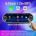 6.9" Single DIN Car Stereo with Wireless CarPlay & Android Auto - Black