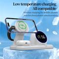 6-in-1 15W Wireless Charger with Digital Clock for iPhone, Apple Watch and AirPods - White