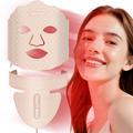 7-Color LED Light Therapy Mask for Face/Neck Beauty - Pink