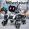 8-Wheel Robot Dog Toy with LED Display, Remote and Gesture Control - Silver