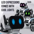 8-Wheel Robot Dog Toy with LED Display, Remote and Gesture Control - Silver