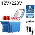 8L Portable Mini Fridge - Cooling/Heating - 12V Car, 220V Home Use - Blue