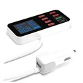 9-Port Car Charger with LCD Display WLX-A9S+ - 7xUSB, QC3.0 USB, PD USB-C - 40W