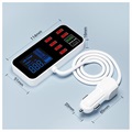 9-Port Car Charger with LCD Display WLX-A9S+ - 7xUSB, QC3.0 USB, PD USB-C - 40W