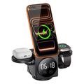 A8 3-in-1 Magnetic Wireless Charger with Alarm Clock & Night Light - Black