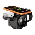 A8 3-in-1 Magnetic Wireless Charger with Alarm Clock & Night Light - Black