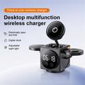 A8 3-in-1 Magnetic Wireless Charger with Alarm Clock & Night Light - Black