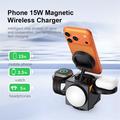 A8 3-in-1 Magnetic Wireless Charger with Alarm Clock & Night Light - Black