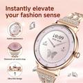 AK107 Women\'s Smart Watch with Rhinestone Steel Strap - Rose Gold